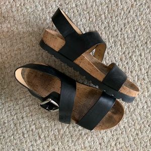 Michael Kors Black Leather Sandals